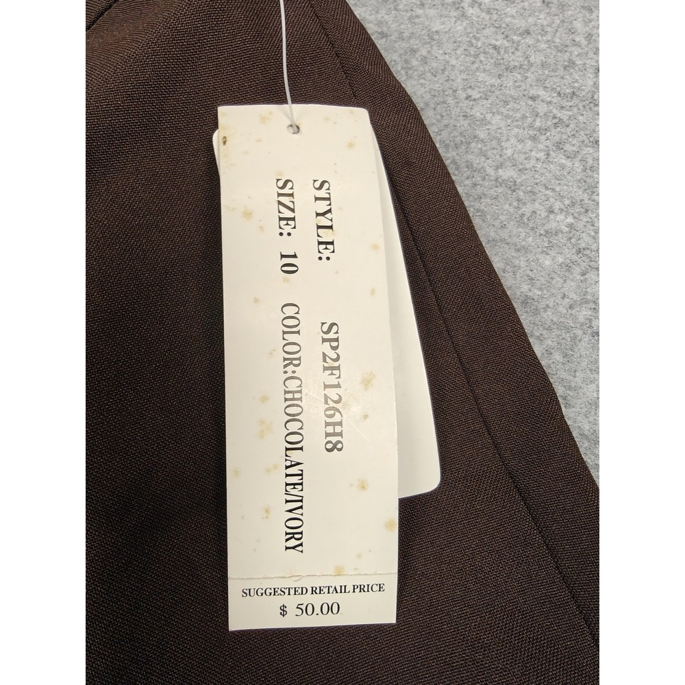 Larry Levine Pants Womens 10 Brown Twill Stretch Dress Studded Ankle Career New - Picture 2 of 10